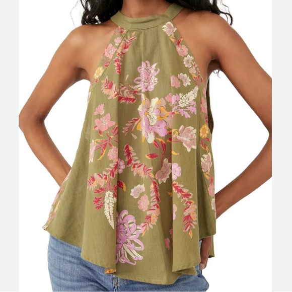 Free People Tops - Free People - Emily Printed Halter Tie Back Tank